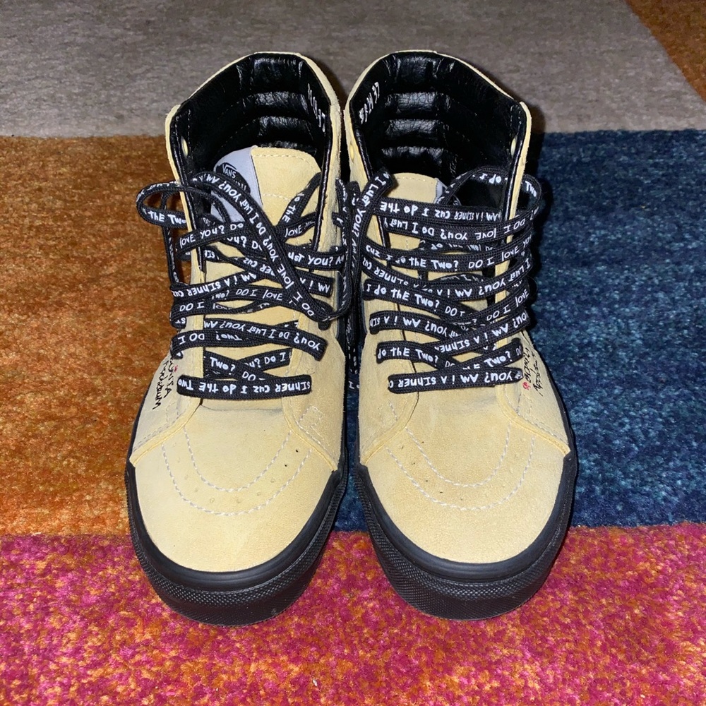 Light yellow high top vans